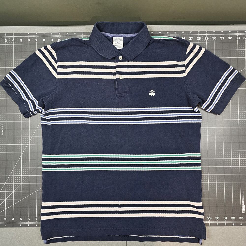 Brooks Brothers Polo Shirt Large Striped Performance Golf Preppy Slim Fit 346